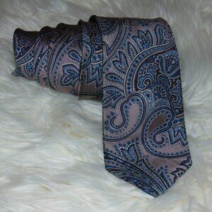 Jos. A. Bank Jacquard Taupe Pink, Blue, White Paisley Classic Men's Necktie Tie